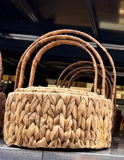 Seagrass baskets D25xH30, D22xH26, D18xH23 cm, 3 pcs